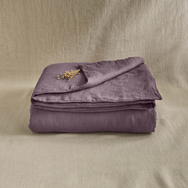 Housse de Couette en Lin Lavé Prune