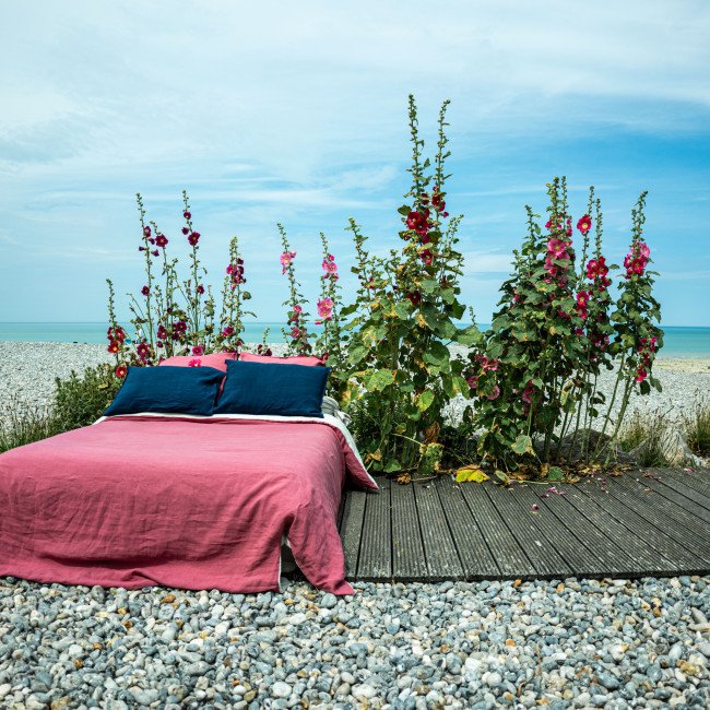 Housse de Couette en Lin Lavé Bois de Rose