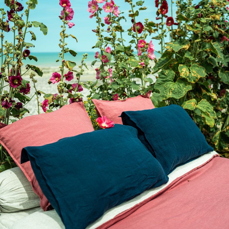 Housse de Couette en Lin Lavé Bois de Rose - Embrin