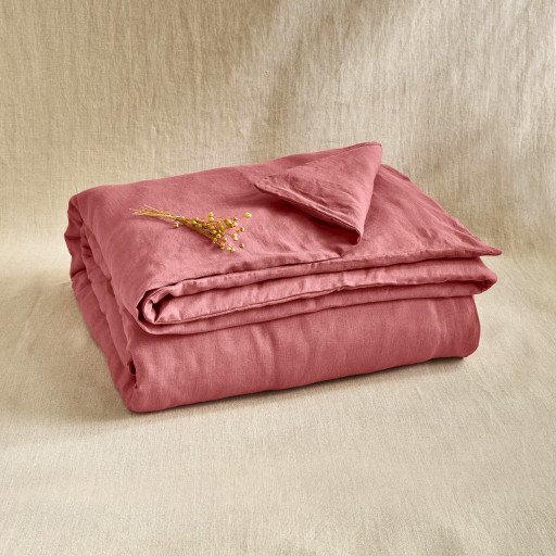 Housse de Couette en Lin Lavé Bois de Rose