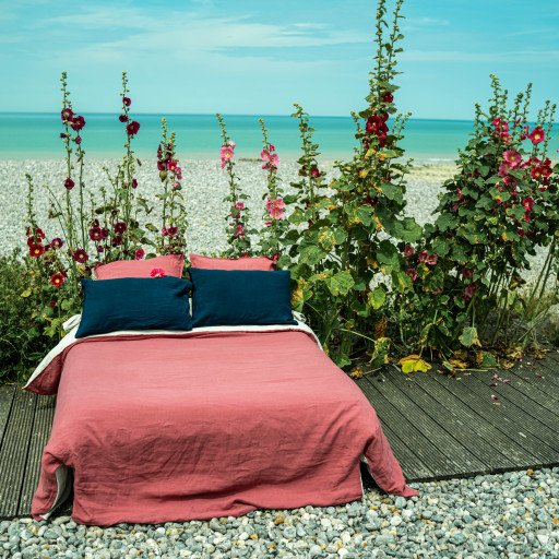 Housse de Couette en Lin Lavé Bois de Rose