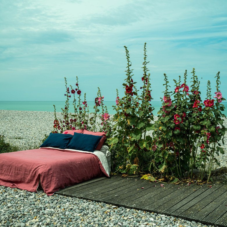 Housse de Couette en Lin Lavé Bois de Rose - Embrin