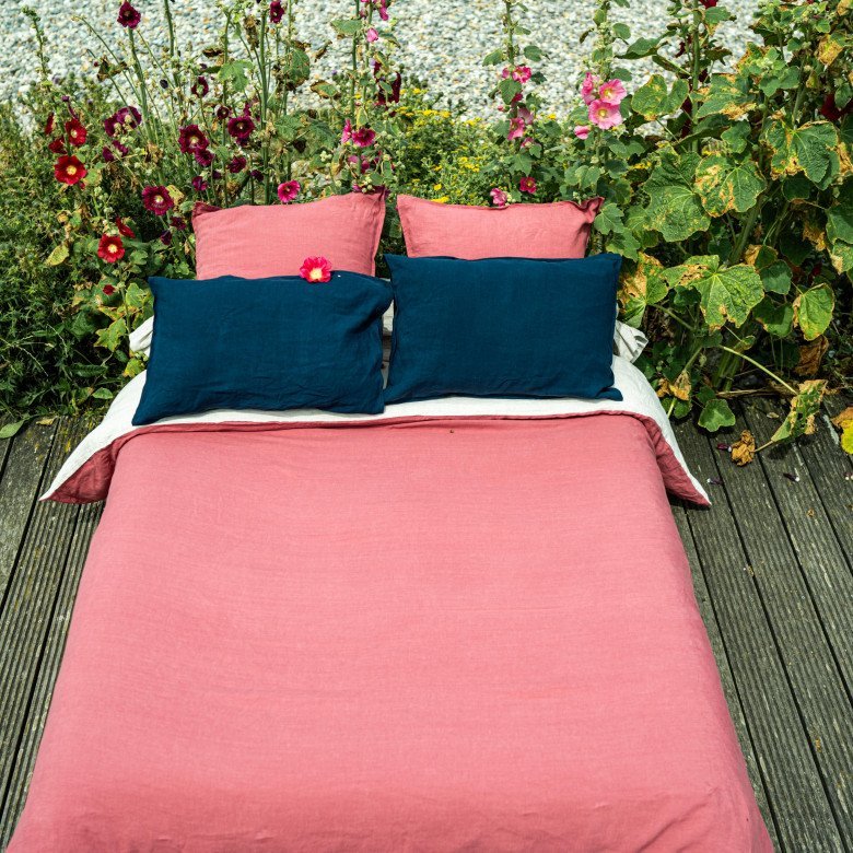 Housse de Couette en Lin Lavé Bois de Rose - Embrin