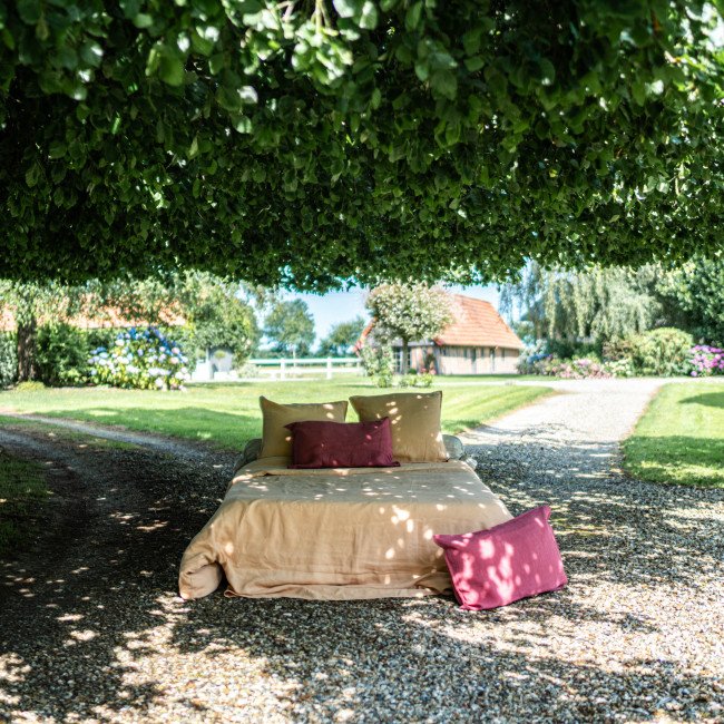 Housse de Couette en Lin Lavé Pêche