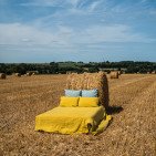 Housse de Couette en Lin Lavé Jaune Ambre
