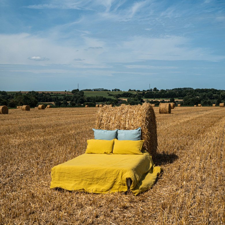 Housse de Couette en Lin Lavé Jaune Ambre - Embrin