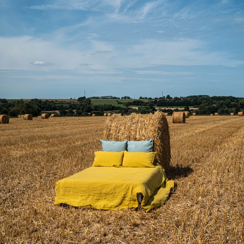 Housse de Couette en Lin Lavé Jaune Ambre - Embrin
