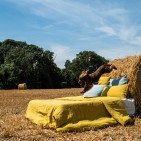 Housse de Couette en Lin Lavé Jaune Ambre