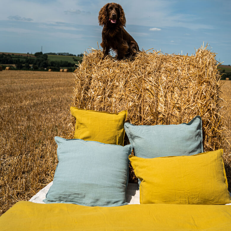 Housse de Couette en Lin Lavé Jaune Ambre - Embrin
