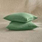 Taie d’Oreiller en Lin Lavé Vert Sauge
