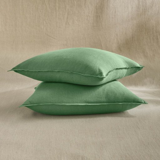 Taie d’Oreiller en Lin Lavé Vert Sauge