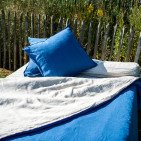 Taie d’Oreiller en Lin Lavé Fleur Bleue