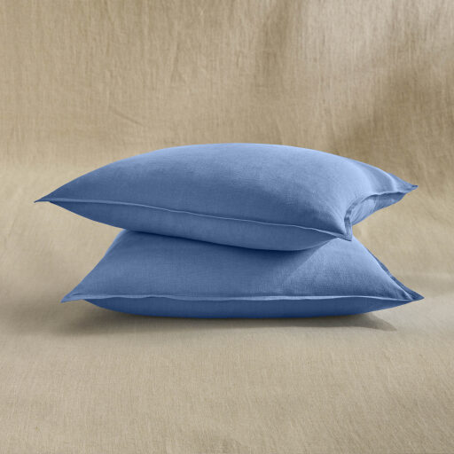 Taie d’Oreiller en Lin Lavé Fleur Bleue