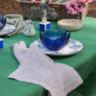 Nappe en lin lavé Vert Petit Pois