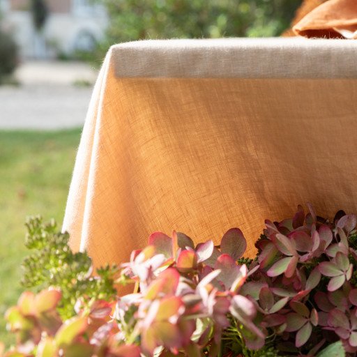 Nappe en lin lavé Pêche