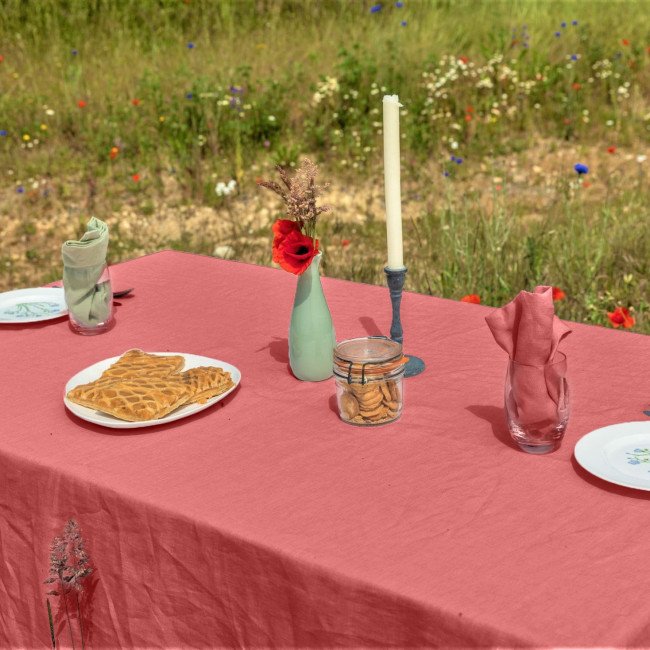 Nappe en lin lavé Bois de Rose