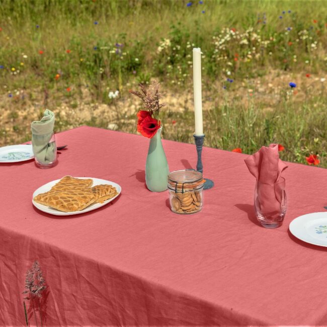 Nappe en lin lavé Bois de Rose