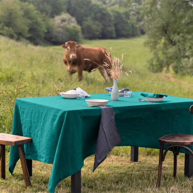 Nappe en lin lavé Bleu Lagon