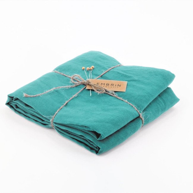 Nappe en lin lavé Bleu Lagon