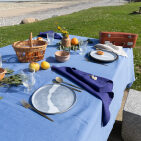 Nappe en lin lavé Fleur Bleue