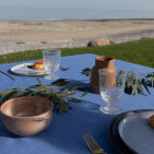 Nappe en lin lavé Fleur Bleue