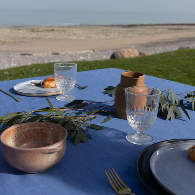 Nappe en lin lavé Fleur Bleue