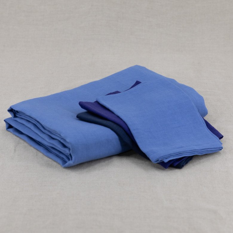 Nappe en lin lavé Fleur Bleue - Embrin