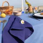 Nappe en lin lavé Fleur Bleue