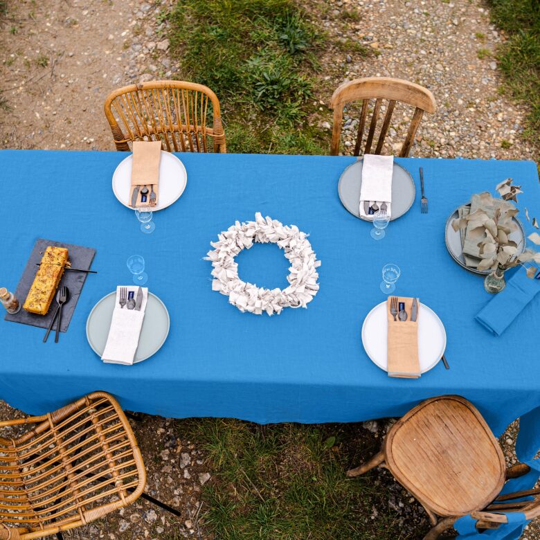 Nappe en lin lavé Fleur Bleue - Embrin