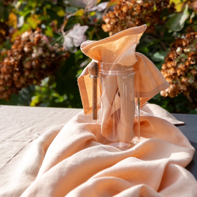 Serviettes de Table en lin Lavé Pêche (lot de 4)