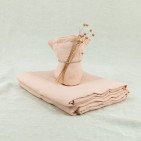 Serviettes de Table en lin Lavé Pêche (lot de 4)