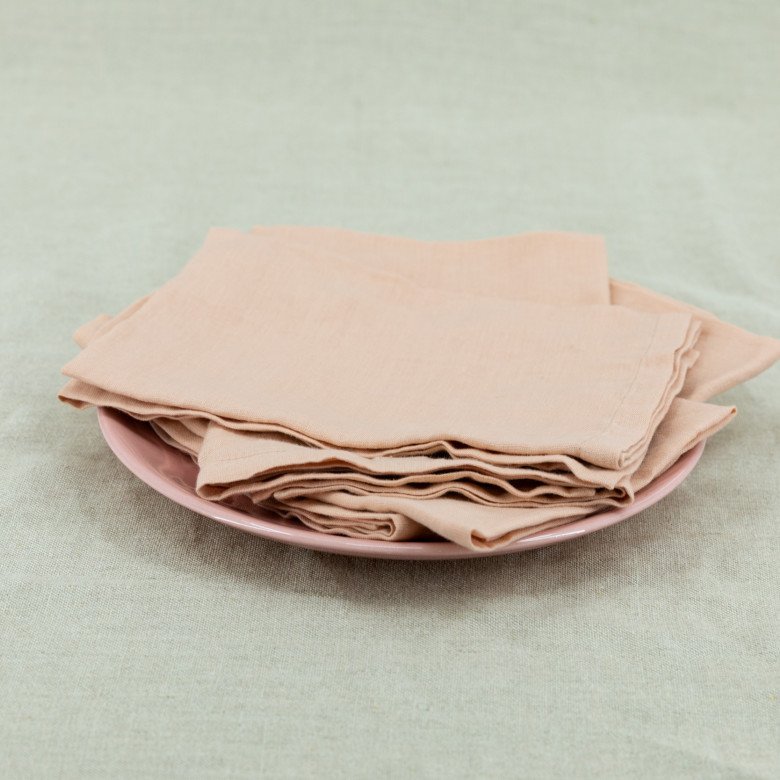 Serviettes de Table en lin Lavé Pêche (lot de 4) - Embrin