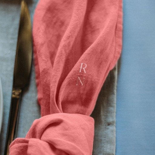 Serviettes de Table en lin Lavé Bois de Rose (lot de 4)