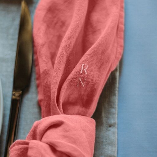 Serviettes de Table en lin Lavé Bois de Rose (lot de 4)