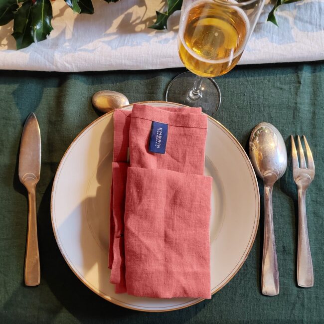 Serviettes de Table en lin Lavé Bois de Rose (lot de 4)