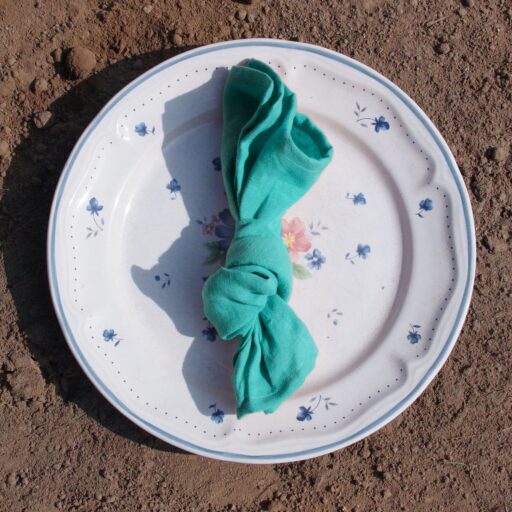 Serviettes de Table en lin Lavé Bleu Lagon (lot de 4)