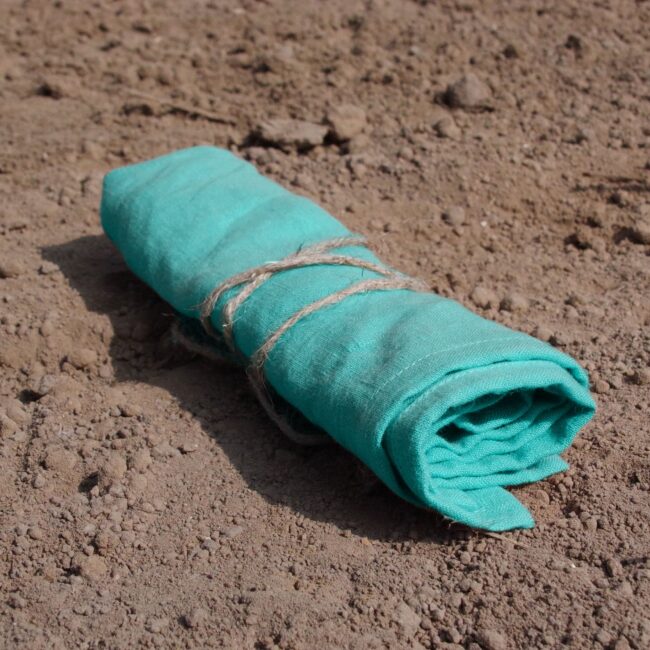 Serviettes de Table en lin Lavé Bleu Lagon (lot de 4)