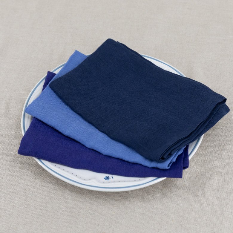 Serviettes de Table en lin Lavé Fleur Bleue (lot de 4) - Embrin