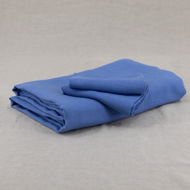 Serviettes de Table en lin Lavé Fleur Bleue (lot de 4) - Embrin