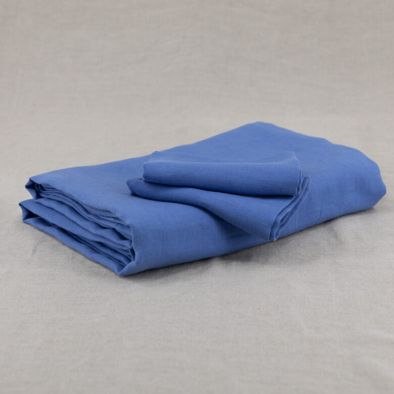 Serviettes de Table en lin Lavé Fleur Bleue (lot de 4) - Embrin