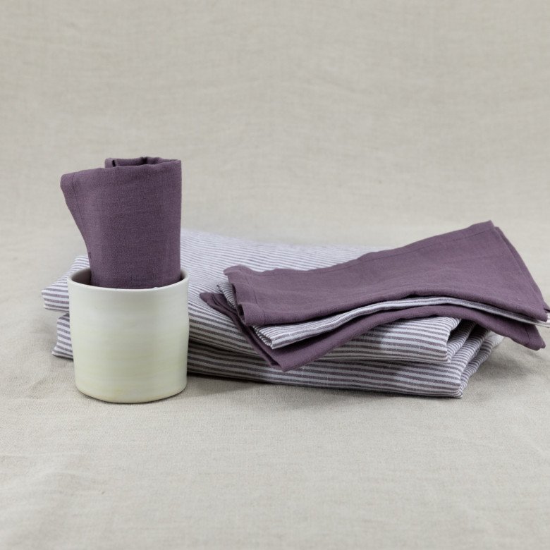 Serviettes de Table en lin Lavé Prune (lot de 4) - Embrin