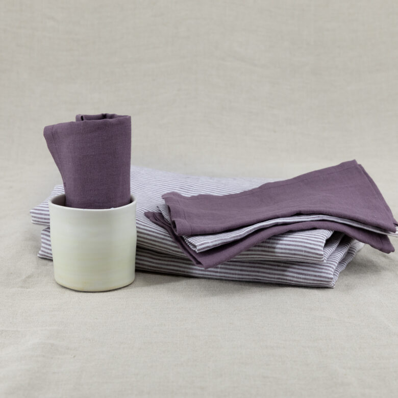 Serviettes de Table en lin Lavé Prune (lot de 4) - Embrin