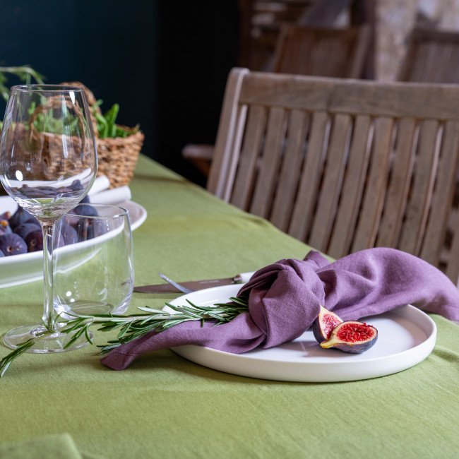 Serviettes de Table en lin Lavé Prune (lot de 4)