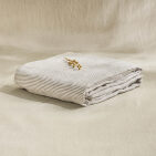 Drap Plat en Lin Lavé Rayure Prune