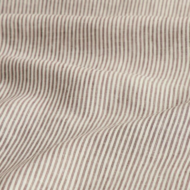 Drap Plat en Lin Lavé Rayure Prune