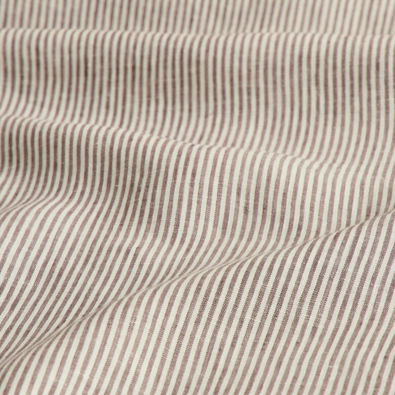Drap Plat en Lin Lavé Rayure Prune - Embrin