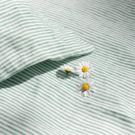 Drap Plat en Lin Lavé Rayure Petit Pois