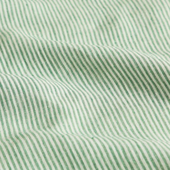 Drap Plat en Lin Lavé Rayure Sauge