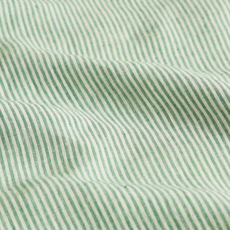 Drap Plat en Lin Lavé Rayure Sauge - Embrin