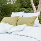 Drap Plat en Lin Lavé Rayure Petit Pois